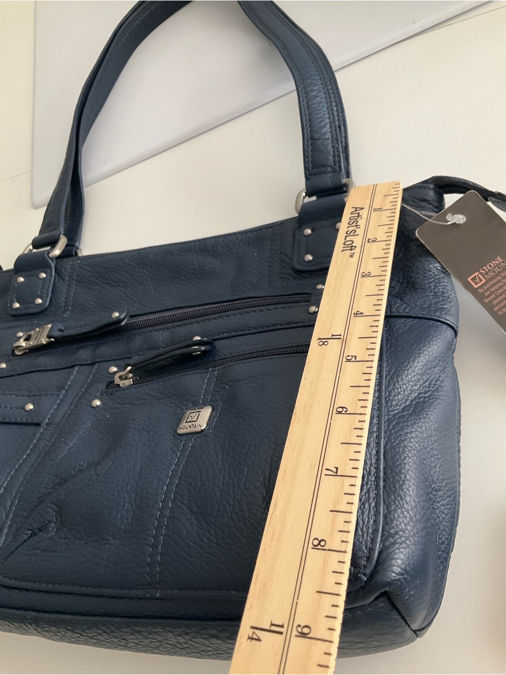 Stone Mountain Accessories Navy Leather Shoulder Bag - Picture 8 of 11
